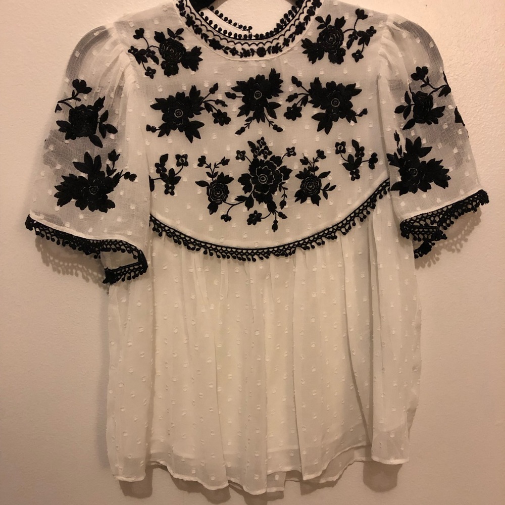 Zara TRF Embroidered Blouse